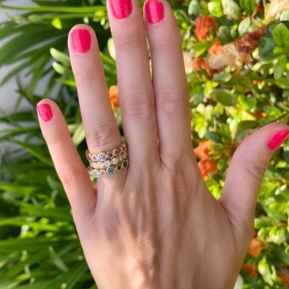 Three Stories Timeless Bezel Set Mixed Tourmaline Band - Picture 1 of 3